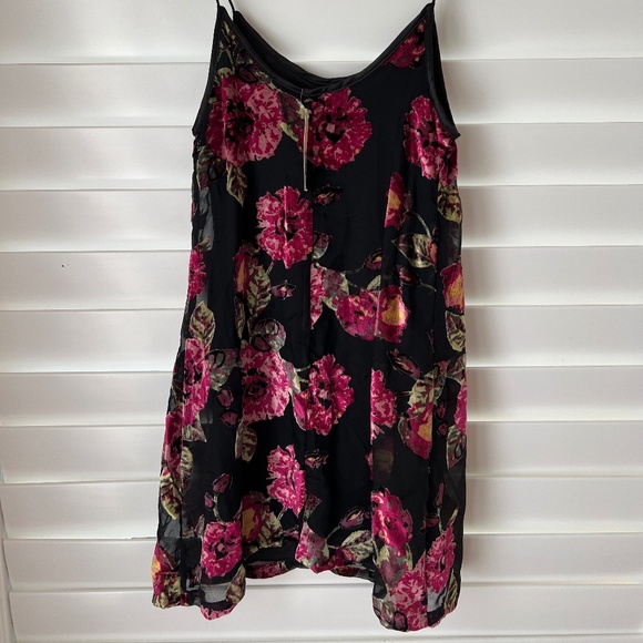 NWT XXS Francesca's Mi Ami Y2K Burnout Velvet Floral Sleeveless Mini Dress Black - Picture 5 of 6